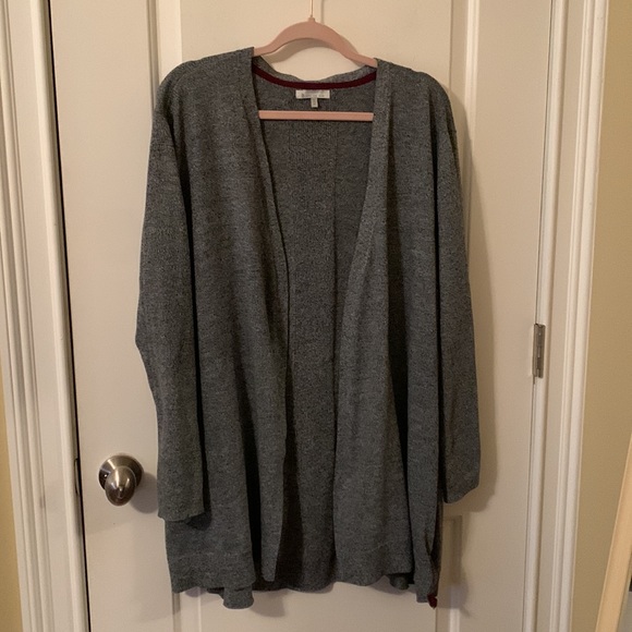 Skies are Blue grey heathered cardigan with side buttons long sleeves size 3x - Picture 2 of 10